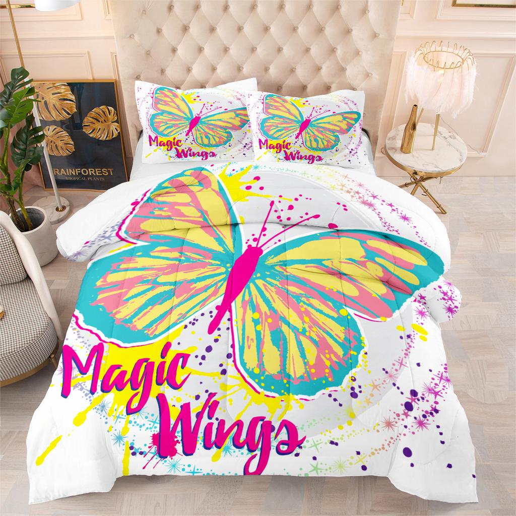 Digital Three-piece Set of Home Textile Products Butterfly Quilt Printing Bedding Quilt Cover