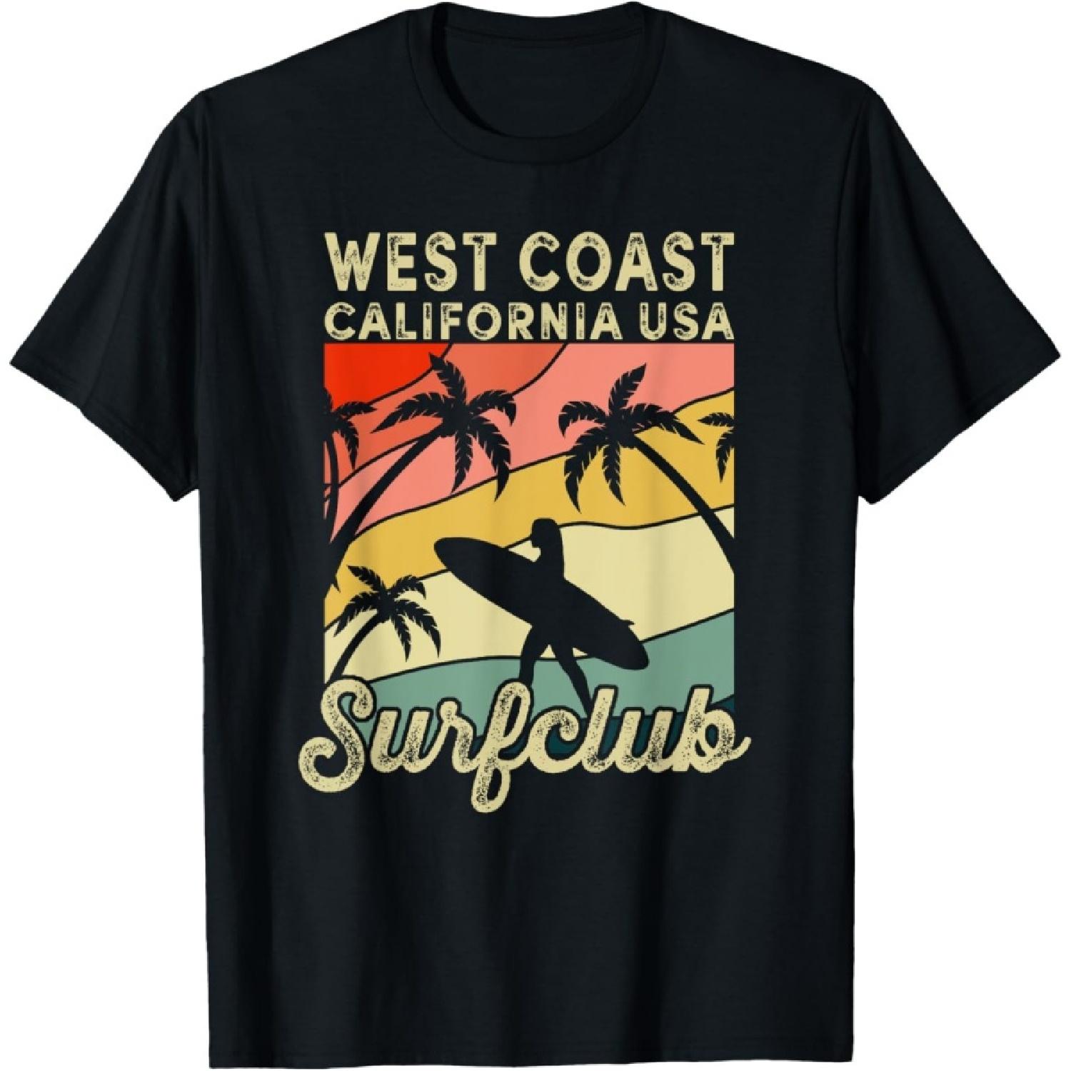 West Coast California USA Surf Club - Tropical Beach Vacay T-Shirt S