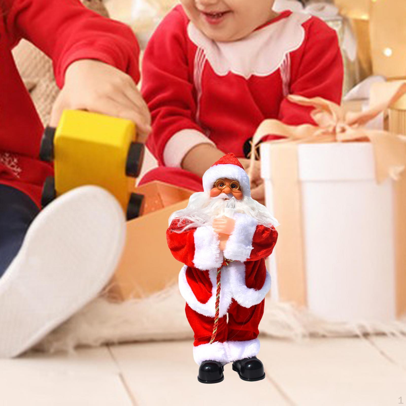 Electric Santa Claus Desktop Decorations Doll Decor Xmas Party Decors holding candle