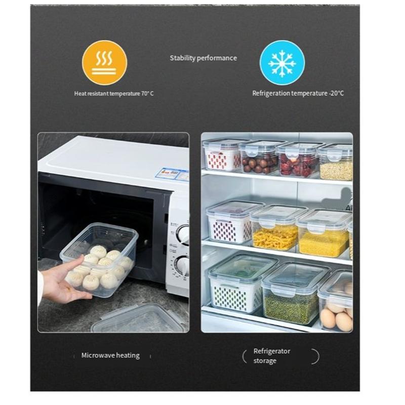 

Fruit Storage Container Refrigerator Sealed Storage Box With Detachable Filter Screen Storage Box For Keeping Food Fresh-B61B
