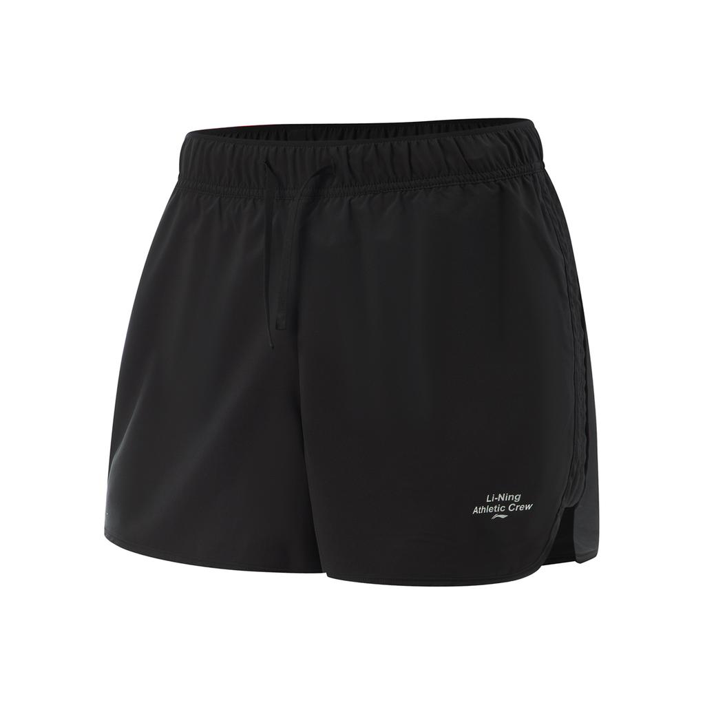 Li-Ning Fitness Series Letter Mid-Waist Drawstring Breathable Versatile Sports Shorts Women Shorts Black AKSV412-2