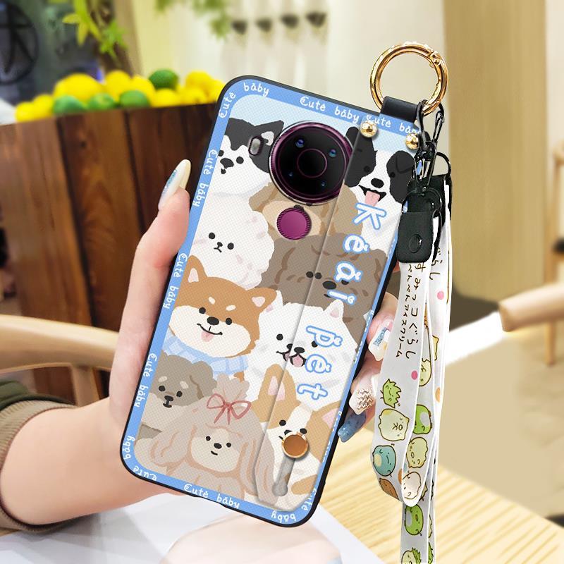 Wrist Strap Dirt-resistant Phone Case For Nokia 5.4 Back Cover Durable Wristband Silicone Soft case Protective Cartoon
