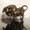 Brass Finish Bull Resin Statue for Home Decor (Pack of 1, Golden and Black)