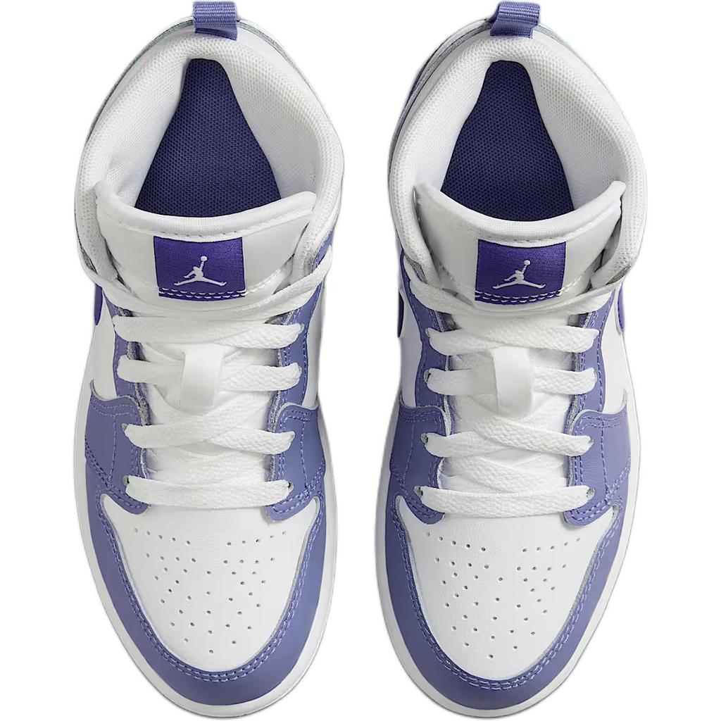 Jordan Air Jordan 1 Abrasion Resistant Mid Top Children's Basketball Shoes Purple White Kids' DQ8424-500