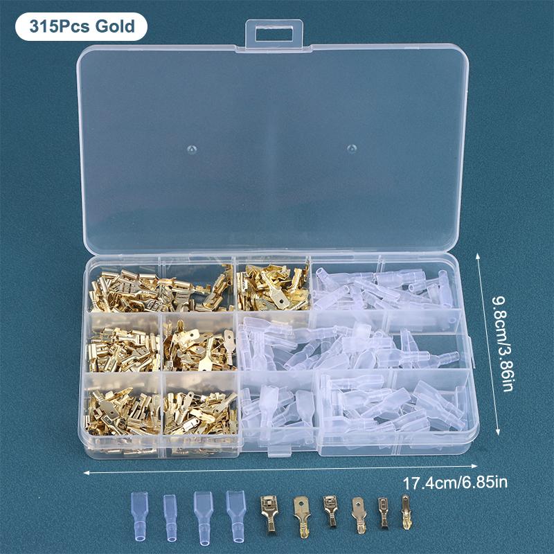 120/270/315Pcs 2.8/4.8/6.3Mm Spade Crimp Terminals Male Female Wire Connector Electrical Terminals Assorted Kit