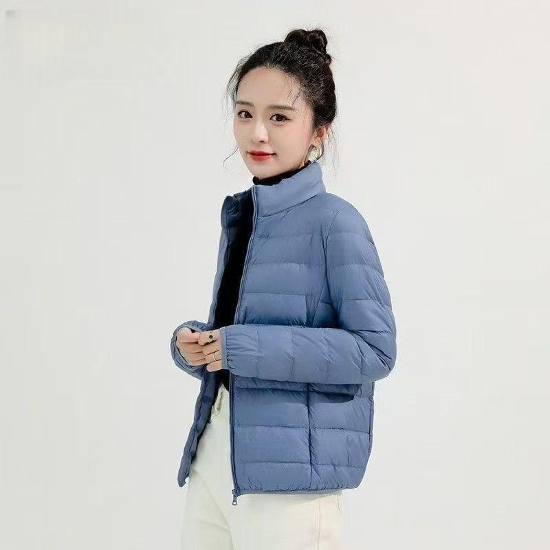 Double-layer fabric Lightweight women's hooded stand-up collar Winter duck down jacket Slim fit