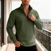 Solid-colour Half-zip Turtleneck Jumper with Small Check Jacquard Pattern