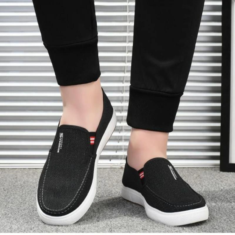 Men's Casual Shoes Platform Soft Soled Thick Soled Men's Shoes Casual Wear Resistant Anti Slip Lightweight Work Canvas Shoes
