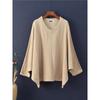 Bat Sleeve T-Shirts Vintage Women Cotton Linen V-Neck Solid Color Women Cloths Casual T-Shirts