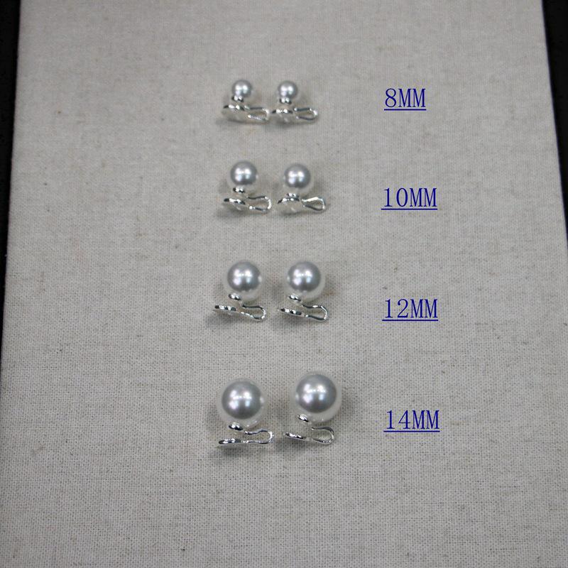 24 Retro Crystal Glass Pearl Stud Earrings with French 925 Silver Needles - Perfectly Round Ear Clips In Cool White Light