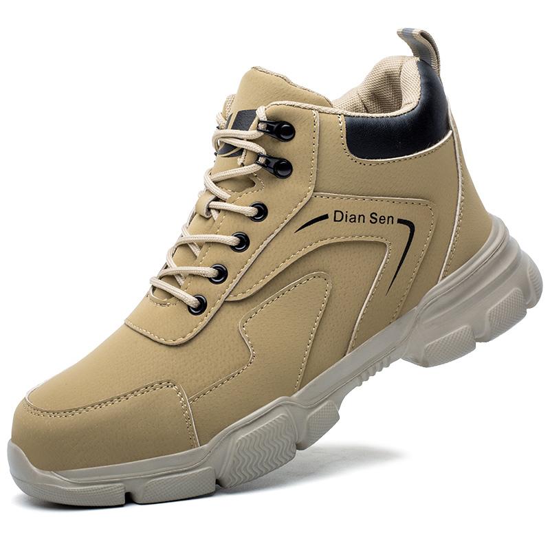 Mens Work Boots Steel Toe Shoes Indestructible Construction Site Safety Shoes Waterproof Boots Lightweight Safety Sneakers