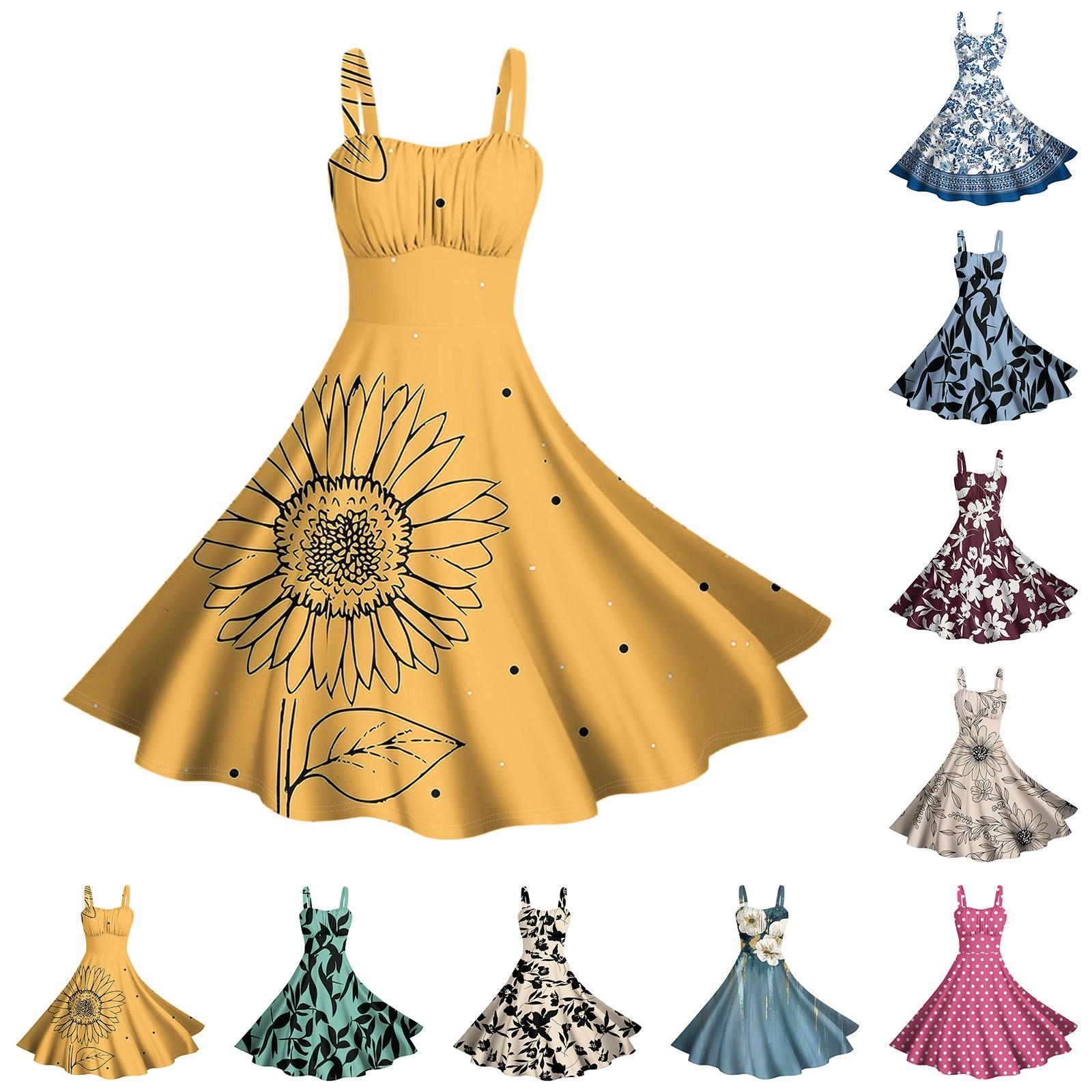 

Женские винтажные платья без рукавов с плиссировкой, пэчворком, милым А-силуэтом и цветочным принтом L