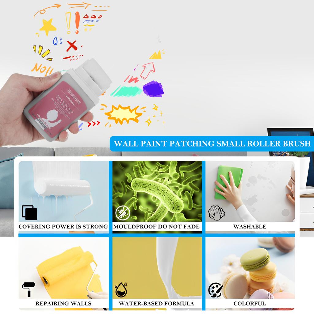 3Pcs Wall Paint Roll Brush Portable Damage Wall Repair Tool Wall Cleaning Wall Patching Paste Household Wall Graffiti Repair