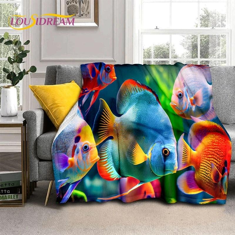 3D Vízalatti Világ Tengerfenék Delfin Rajzfilm Puha Flanel Takaró Ágyakhoz Hálószobába Kanapéra Piknikhez, Dobótakaró Kültéri Szabadidőhöz
