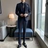 Slim Fit Striped Three-Piece Men's Suit - Casual Single-Breasted Wrinkle-Resistant Formal Wear.