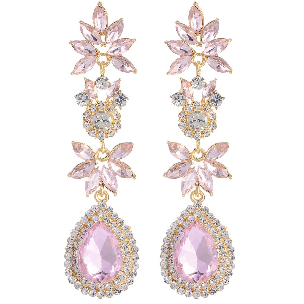 Wedding Bridal Earrings Women's Fashion Long Flower-style Teardrop Dangle Earrings