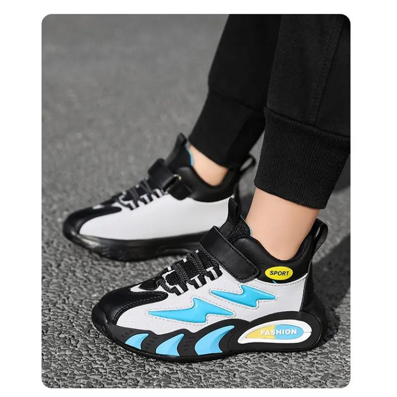 Kids High-top Sneakers Hook & Loop Non-slip Breathable Casual Sports Shoes for Boys