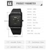 Square Men's Watch Leather Strap Black Simple Slim Stylish Waterproof Business Casual Gold Black