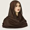 Hot-selling popular pearl chiffon chain scarf solid color chiffon light and breathable yarn head scarf