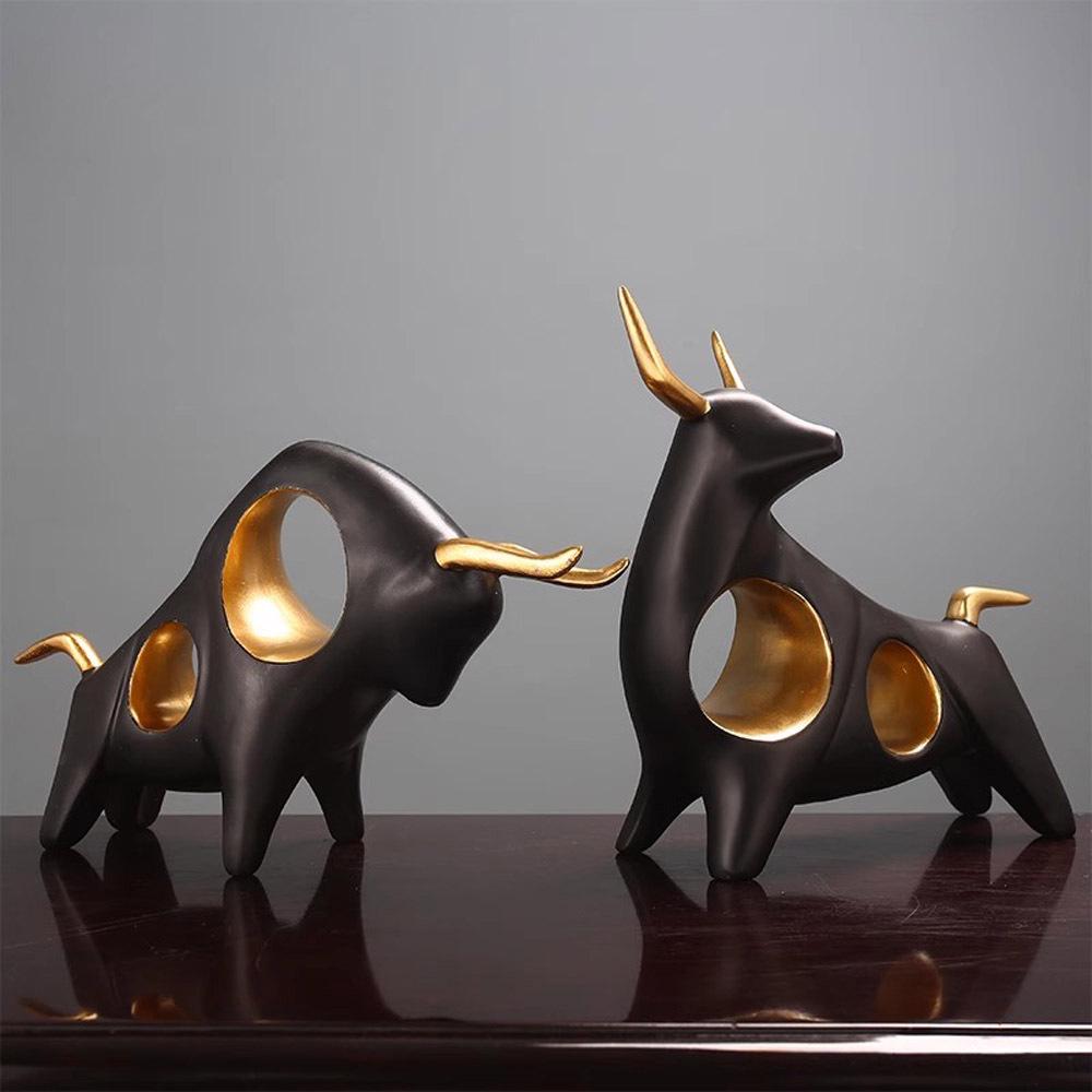 Modern Resin Cow Figurine: Creative Home & Study Decoration, Perfect Gift
