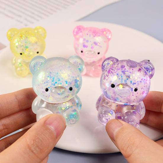 Klarer Bär Quetschspielzeug Stressabbau Glitzerbär Stresszuckerball Sensorisches Spielzeug Weich Langsam aufsteigend Dekompression Fidget Spielzeug