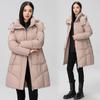 Down cotton jacket women's mid-length 2025 winter new Korean version loose plus size thickened padded jacket hooded cotton jacket