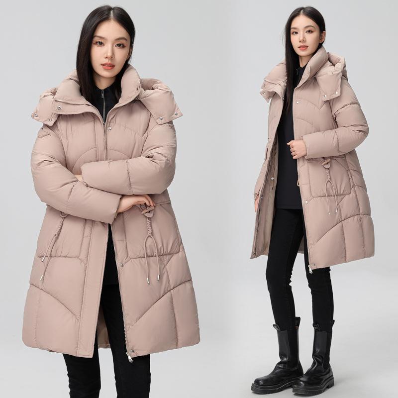 Down cotton jacket women's mid-length 2025 winter new Korean version loose plus size thickened padded jacket hooded cotton jacket