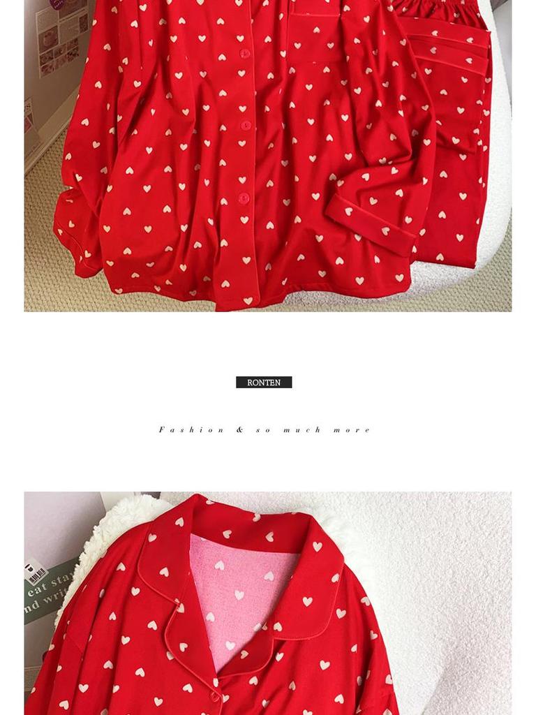 Rotes Tierkreisjahr Damen Langarm Baumwoll-Pyjama-Set für Frühling und Herbst