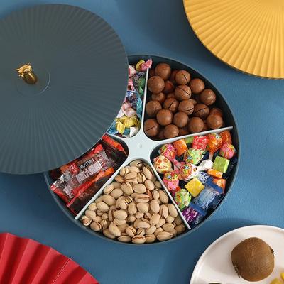 Platzsparend mit Deckel Langlebiges rundes Snack-Süßigkeiten-Tablett Desktop-Zubehör