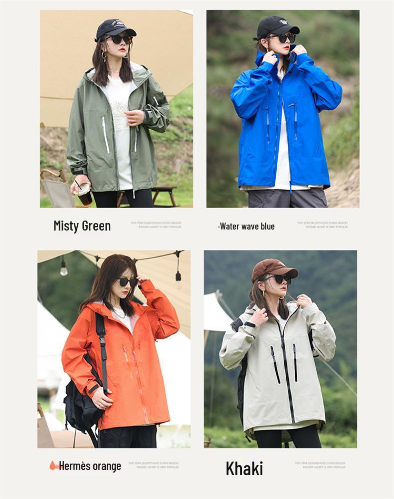 2025 New Men's and Women's Hooded Hard Shell Mountaineering Jacket - Spring/Autumn, Waterproof, Casual Style