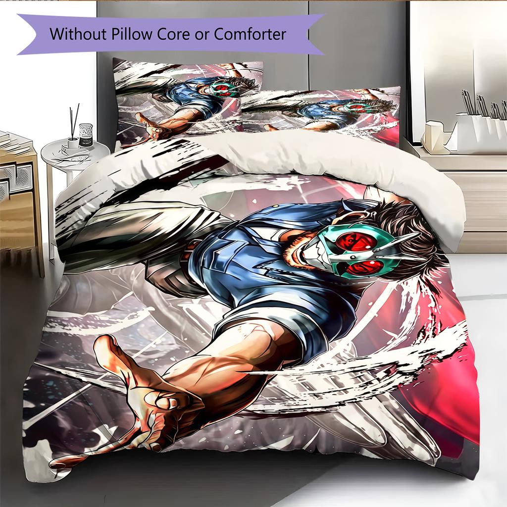 Rider CharactersPattern Bedding Quilt Set Home Decoration Gift (1 * duvet cover + 2 * pillowcase without core)