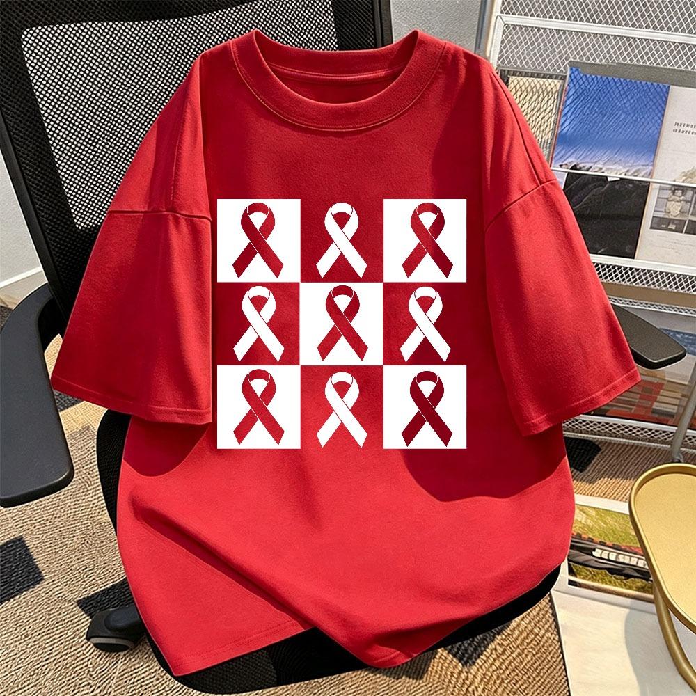 Checkerboard Awareness Symbol Short Sleeve Tshirt For Heart Disease Month Cardiology Nurse Gift Ashion Charity Campaign Tops