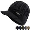 New Style Unisex Warm Winter Hat Brim Fur Lined Beanie Hat Sports Label Thicken Winter Hats For Men Women Outdoor Knitted Hat