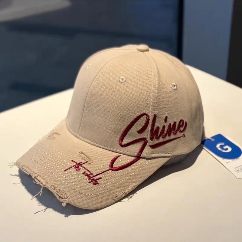 American Hole Letter Embroidery Big Head Circumference Baseball Cap Children's New Wide-brimmed Face Small Versatile Sun Hat