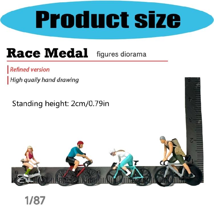 1/87 Scale Realistic Cycling Scene Model Miniature Cyclist Figurine for Model Building Set and Railway Landscape Decors