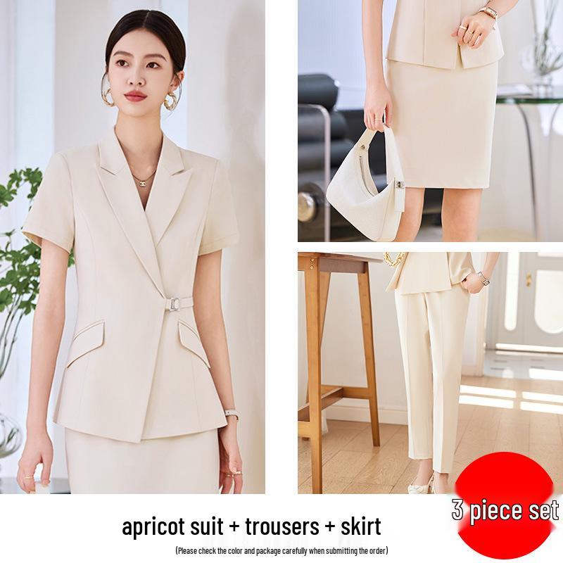 Set Costum Profesional de Vară pentru Femei - Îmbrăcăminte de Lucru High-End pentru Magazin de Bijuterii sau Magazin de Aur
