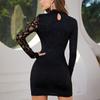European and American Lace Hollow Fashion Knitted Slim Hip Dress