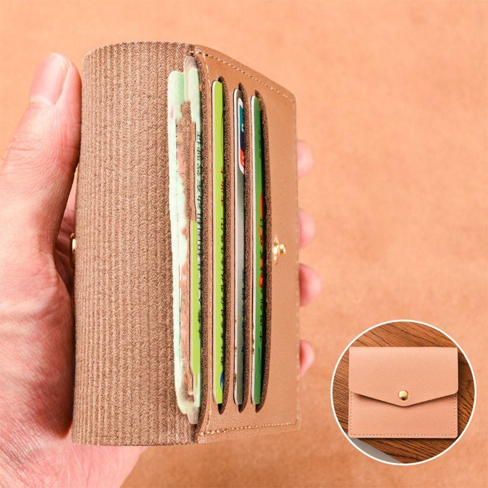 Solid Color Thin Envelope Card Bag Wallet Snap Button Coin Purse Retro Mini Wallet Women