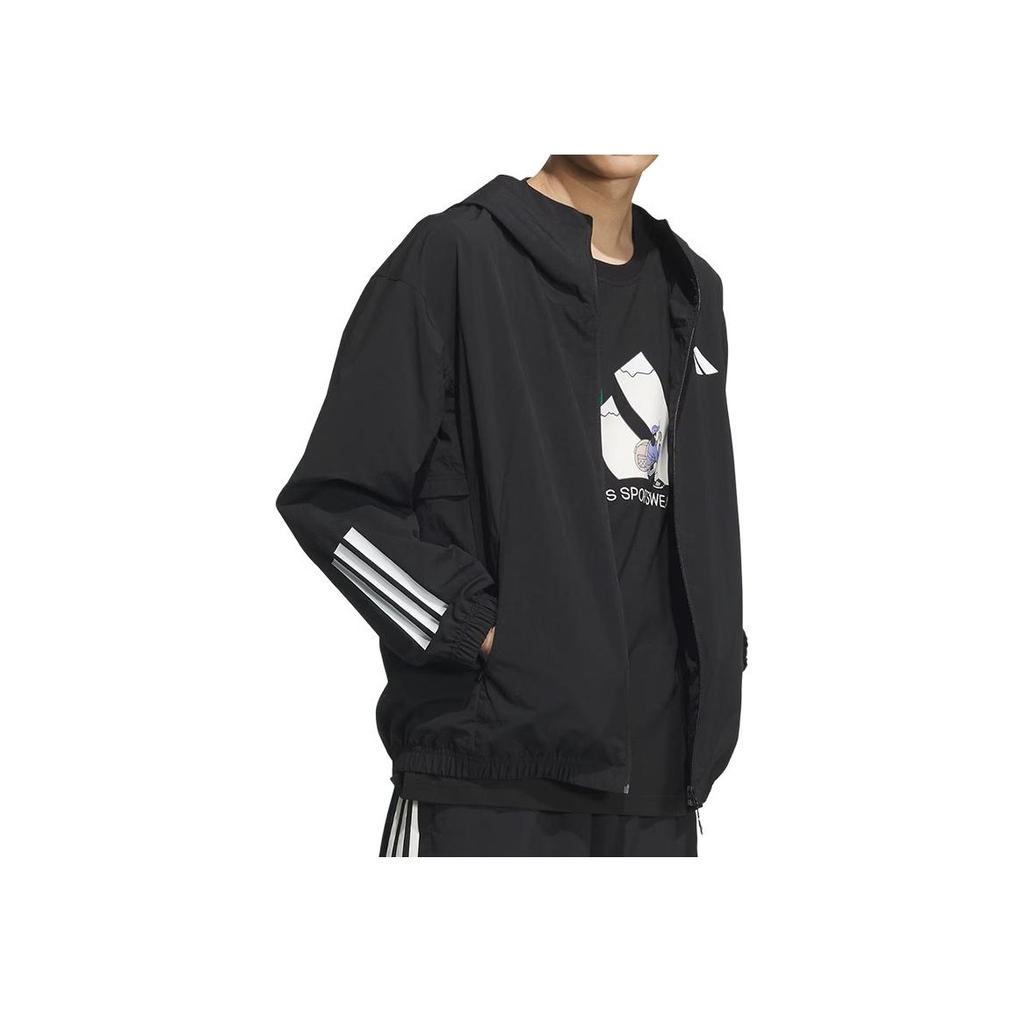 Adidas SS25 Logo Sports Casual Hooded Jacket Men Jackets Black KC3926