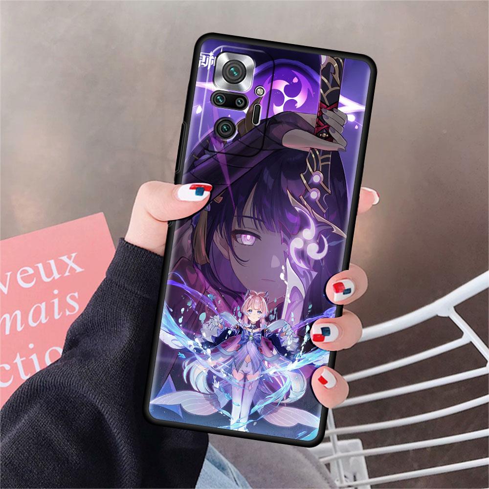 Luxury Black Phone Case For Xiaomi Redmi Note 11 10 9 8 7 Pro 9S 9A 9C 10s 8T K40 10C 10S Funda Cover Genshin Impact Beelzebul