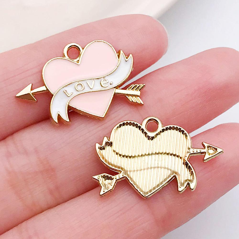 Red And Love Heart Peach Jewellery Accessories Diy Bracelet Keychain Necklace Pendant Alloy Oil Drop