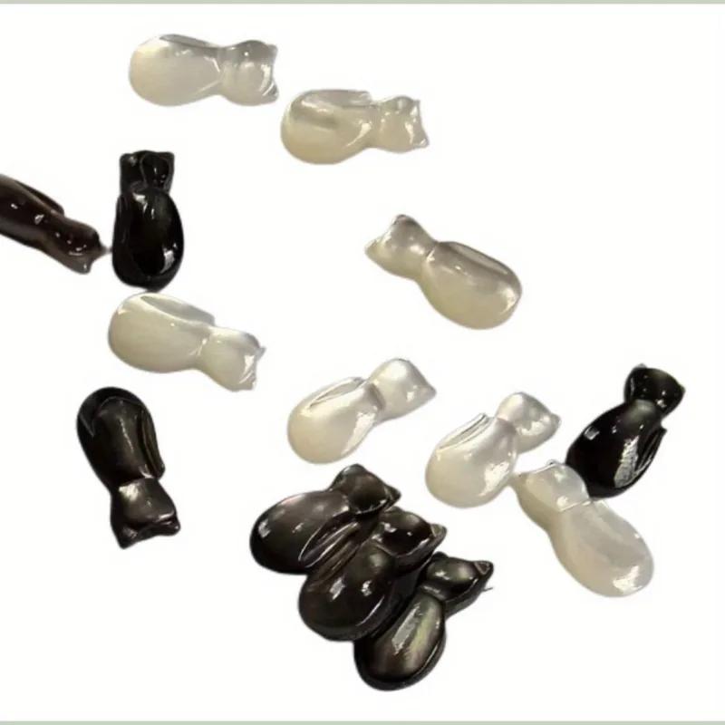 2PCS Shell Pearl Carved Cat Earrings Ear stud Pendant Bracelet Diy Handmade Shell Flower Material Jewelry