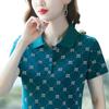 Women's Short-sleeved New Loose Middle-aged Mother's Lapel Polo Shirt Large-size Top Summer