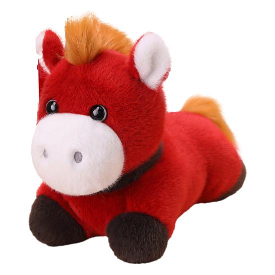 2026 Year of The Horse Plush Toy Red Zodiac Stuffed Animal with PP Cotton Filling Chinese New Year Gift for Office Home Decor