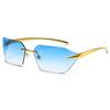 Fashion Rimless Sunglasses for Men Women Luxury Brand Curved Lens Summer Travel Rectangle Frameless Shades