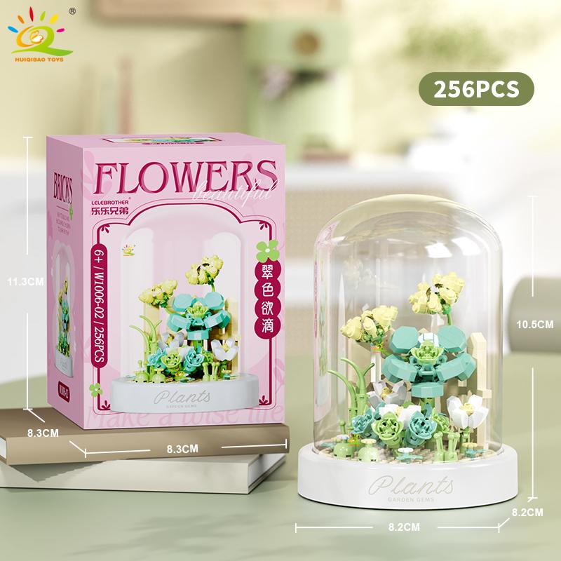 MOC Flower Display Box Micro Building Block MOC Mini Flower Mini Diamond Model Brick Toy for Children Desk Decoration