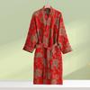 Print Flower Cotton Gauze Kimono Bathrobe Gown Female Robe Negligee Loose Home Dressing Gown Sleepwear Spring Summer Nightwear