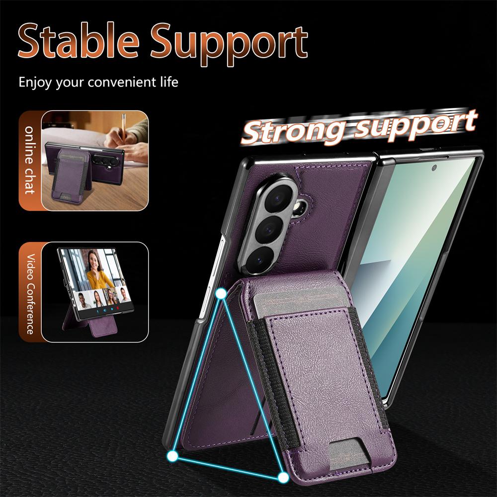 2-in-1 Detachable Leather Wallet Case For Samsung Galaxy Z Fold 7 6 5 4 with Stand Spring Hinge All-inclusive Protector Cover