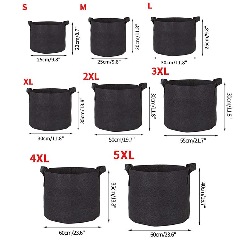 5pcs/set Felt Grow Bags Vegetable/Flower/Plant Grow Bags Thickened Non-Woven Grow Bags Large Aeration Fabric Pots with Handles