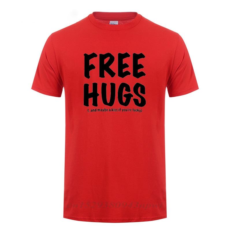 

Free Hugs Printing T Shirt For Men Male Summer Tops Tee O Neck Short Sleeve Fashion Cotton TShirt Tshirt Man Brand Clothing S